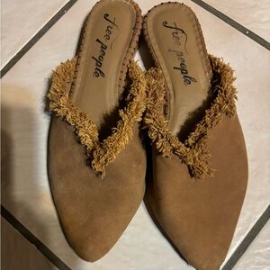 Free People “Newport” Brown Suede Slides